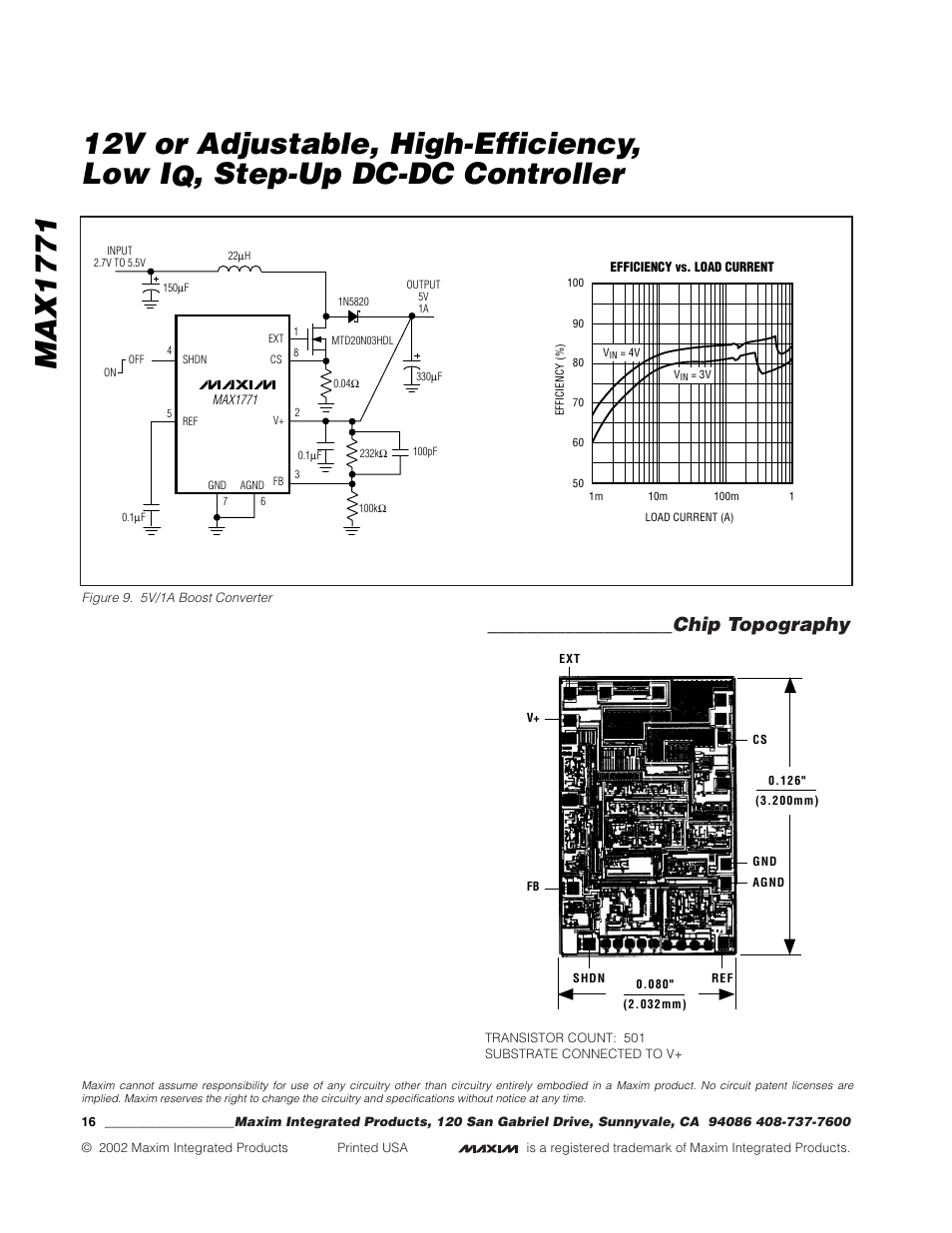 Step-up dc-dc controller, Chip topography | Rainbow Electronics MAX1771 User Manual | Page 16 / 16