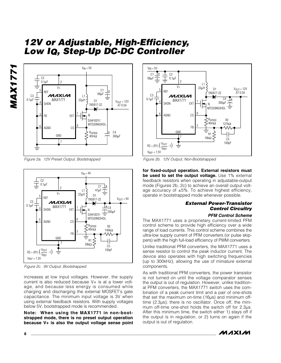 Step-up dc-dc controller, External power-transistor control circuitry | Rainbow Electronics MAX1771 User Manual | Page 8 / 16
