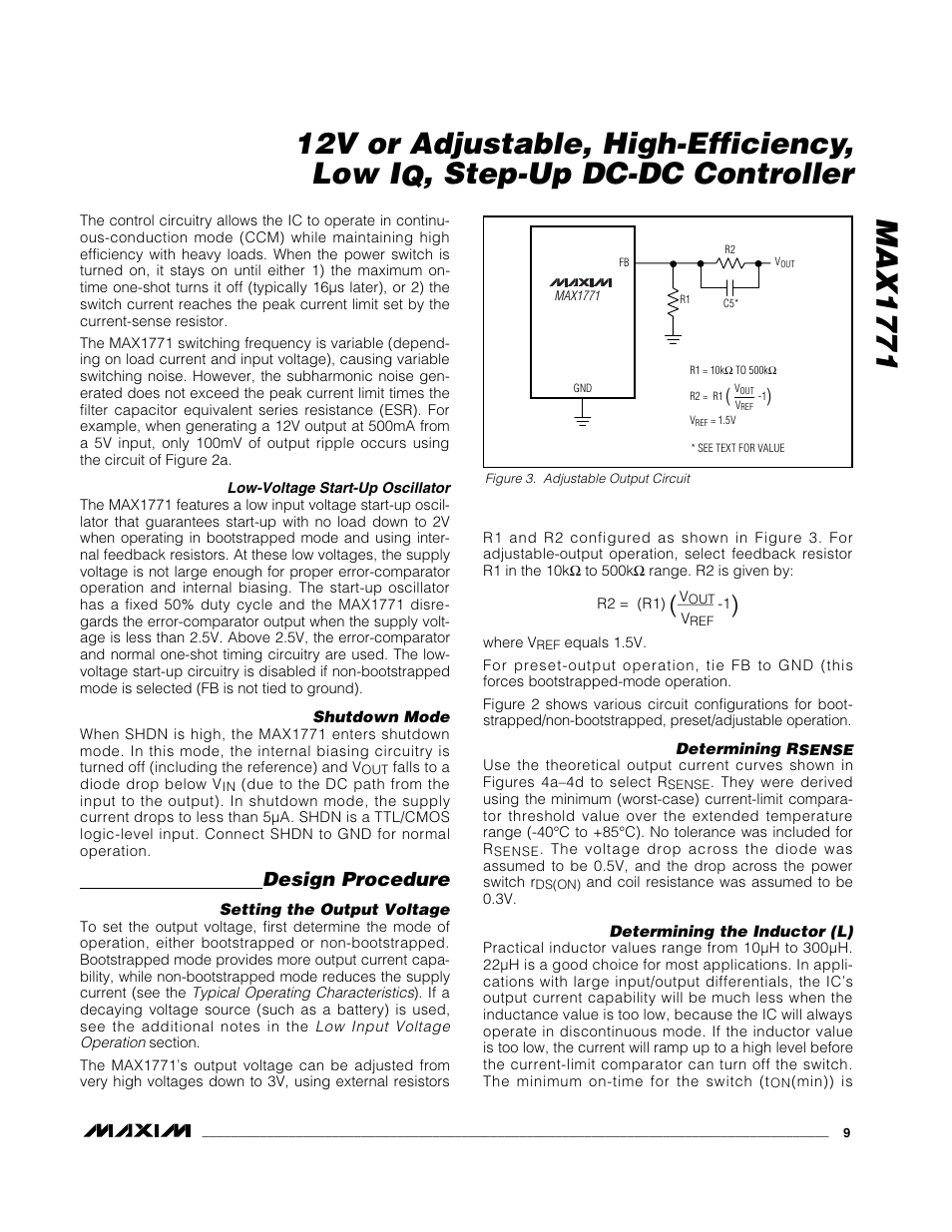 Step-up dc-dc controller, Design procedure | Rainbow Electronics MAX1771 User Manual | Page 9 / 16