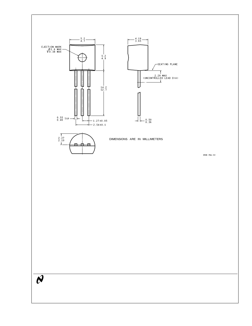 Lm34 precision fahrenheit t emperature sensors, Physical dimensions | Rainbow Electronics LM34 User Manual | Page 12 / 12