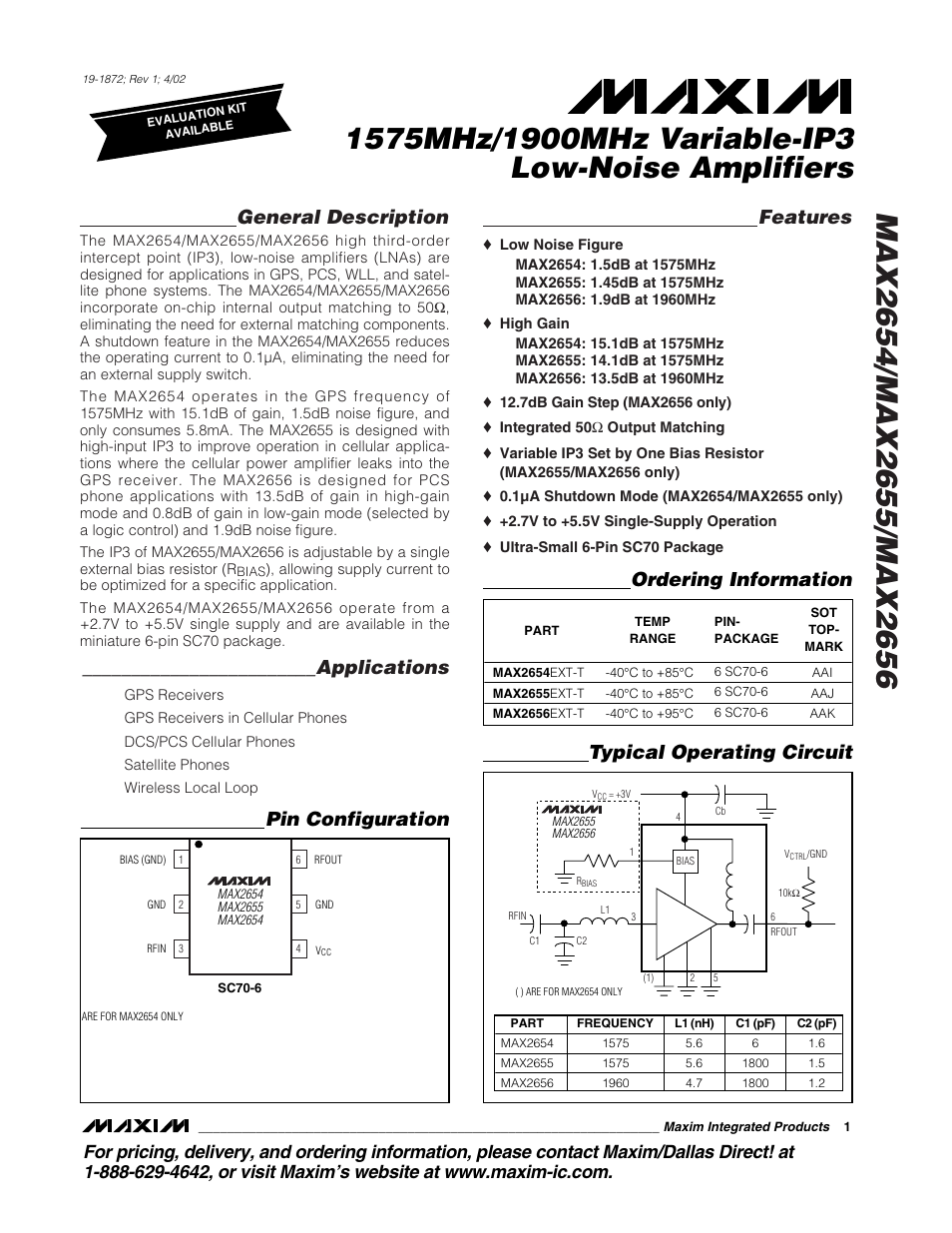 Rainbow Electronics MAX2656 User Manual | 14 pages