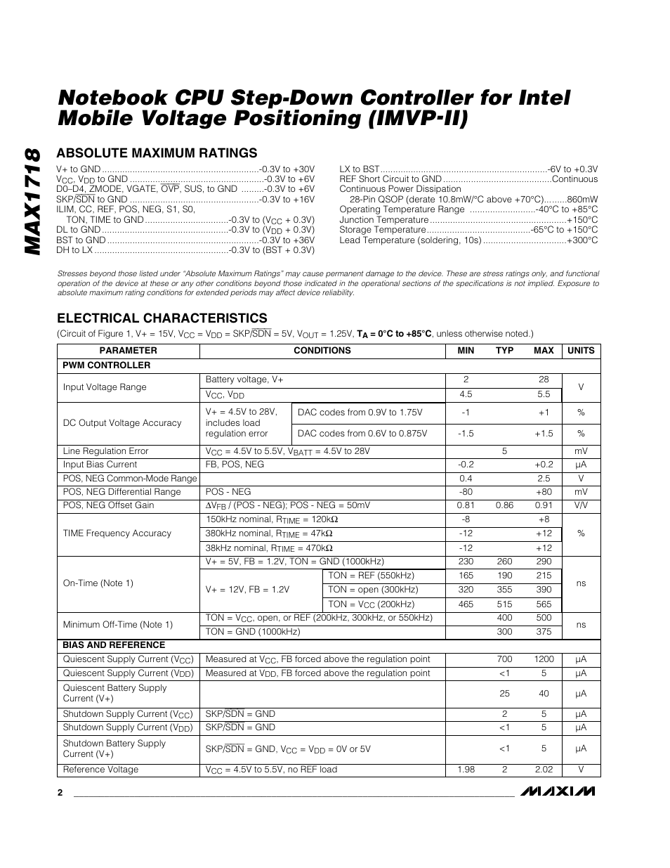 Rainbow Electronics MAX1718 User Manual | Page 2 / 35