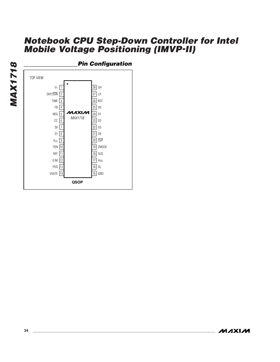 Pin configuration | Rainbow Electronics MAX1718 User Manual | Page 34 / 35