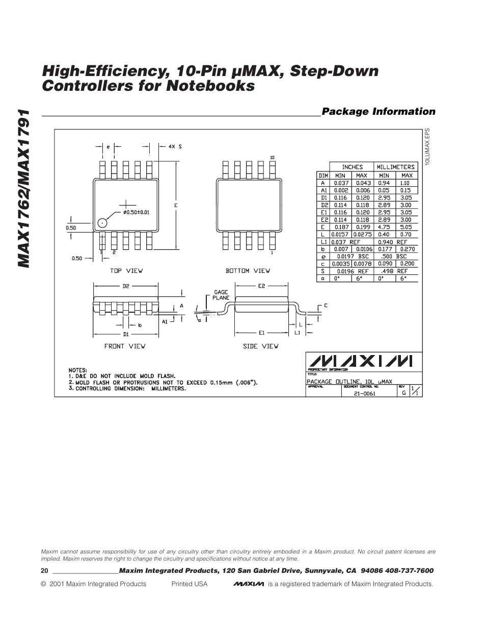 Rainbow Electronics MAX1791 User Manual | Page 20 / 20