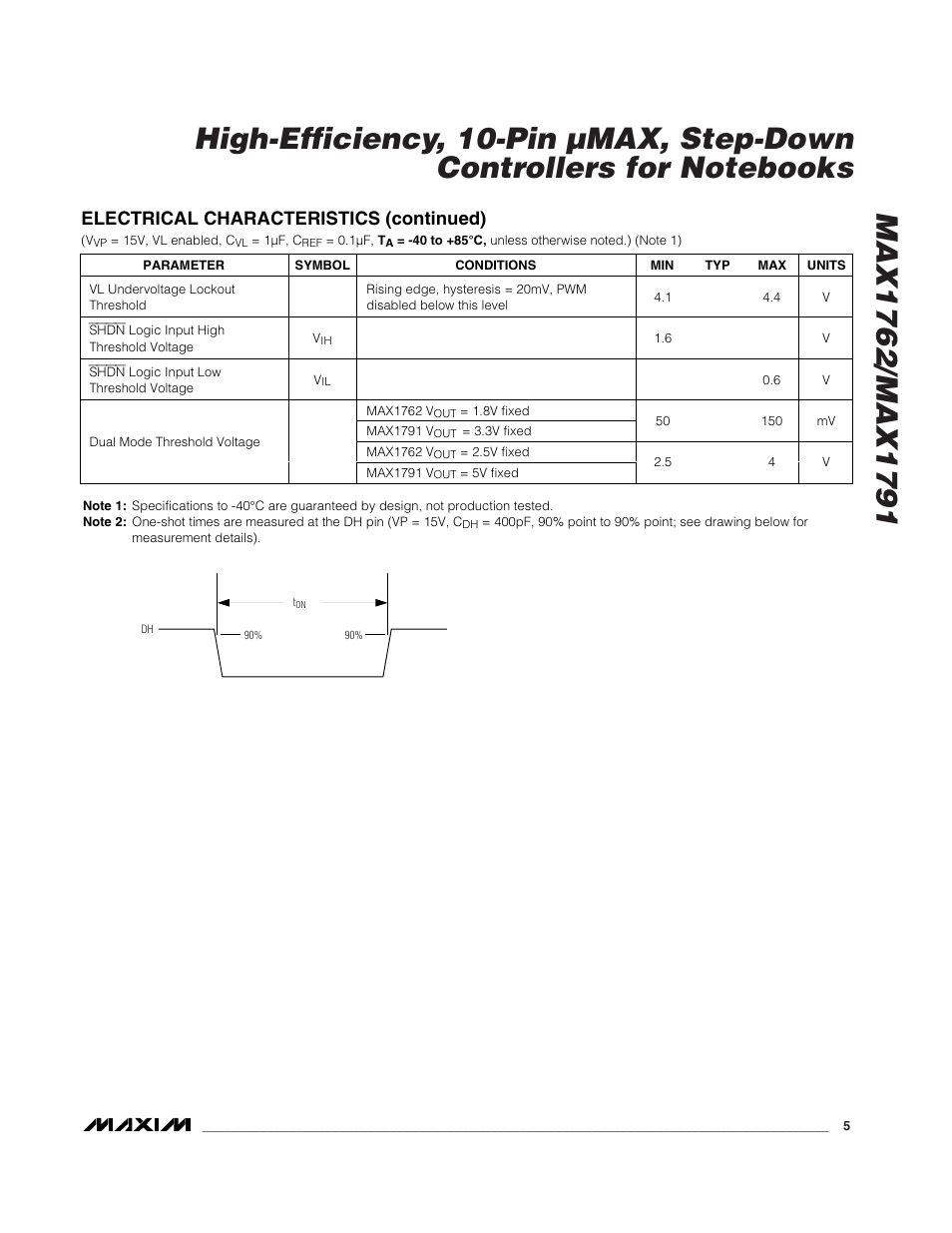 Electrical characteristics (continued) | Rainbow Electronics MAX1791 User Manual | Page 5 / 20