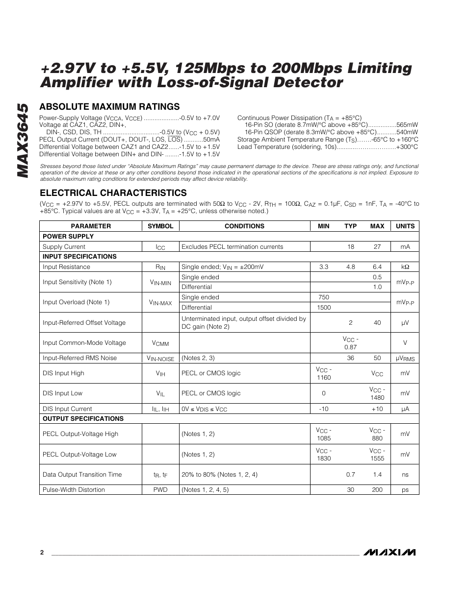 Rainbow Electronics MAX3645 User Manual | Page 2 / 10