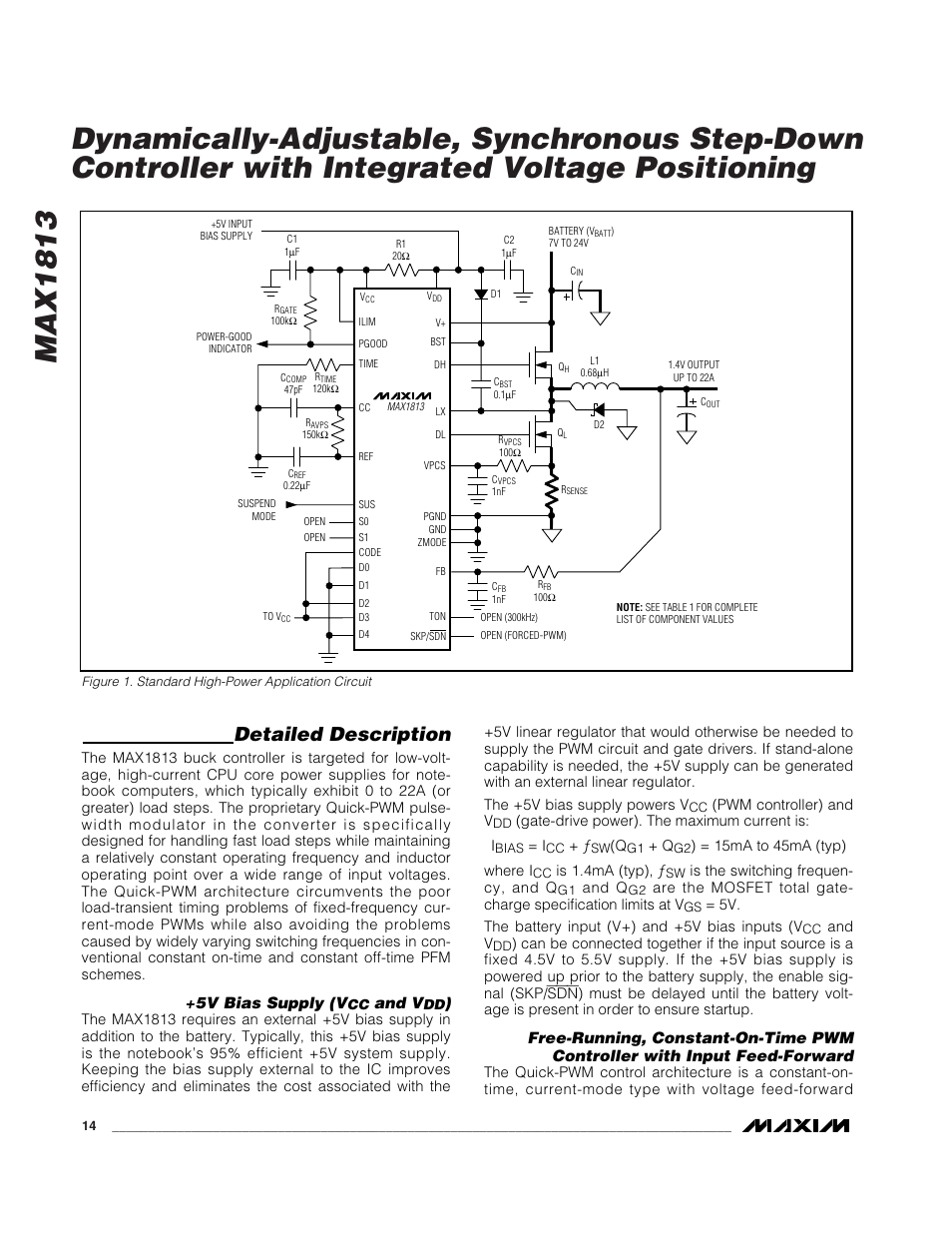 Detailed description, 5v bias supply (v, And v | Rainbow Electronics MAX1813 User Manual | Page 14 / 38