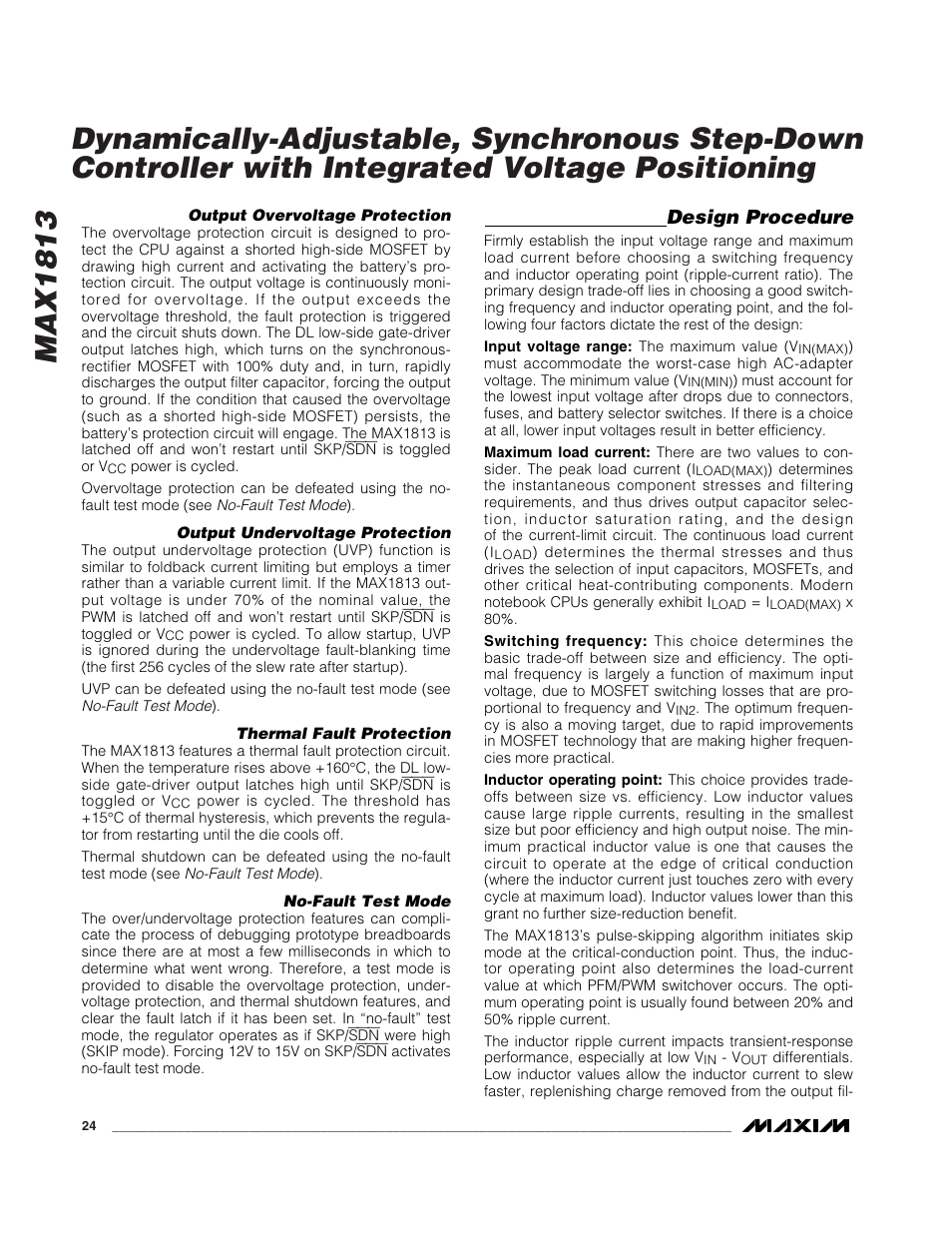 Design procedure | Rainbow Electronics MAX1813 User Manual | Page 24 / 38