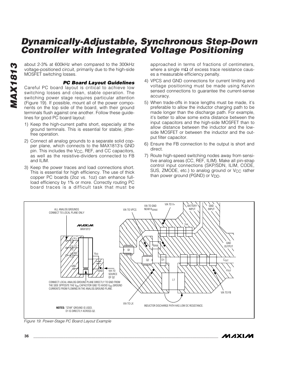 Pc board layout guidelines | Rainbow Electronics MAX1813 User Manual | Page 36 / 38