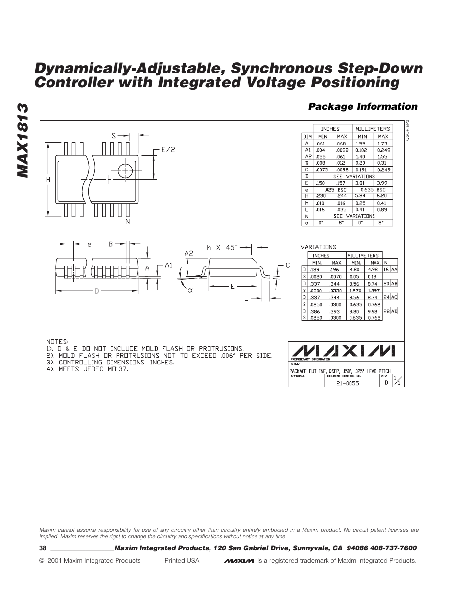 Rainbow Electronics MAX1813 User Manual | Page 38 / 38