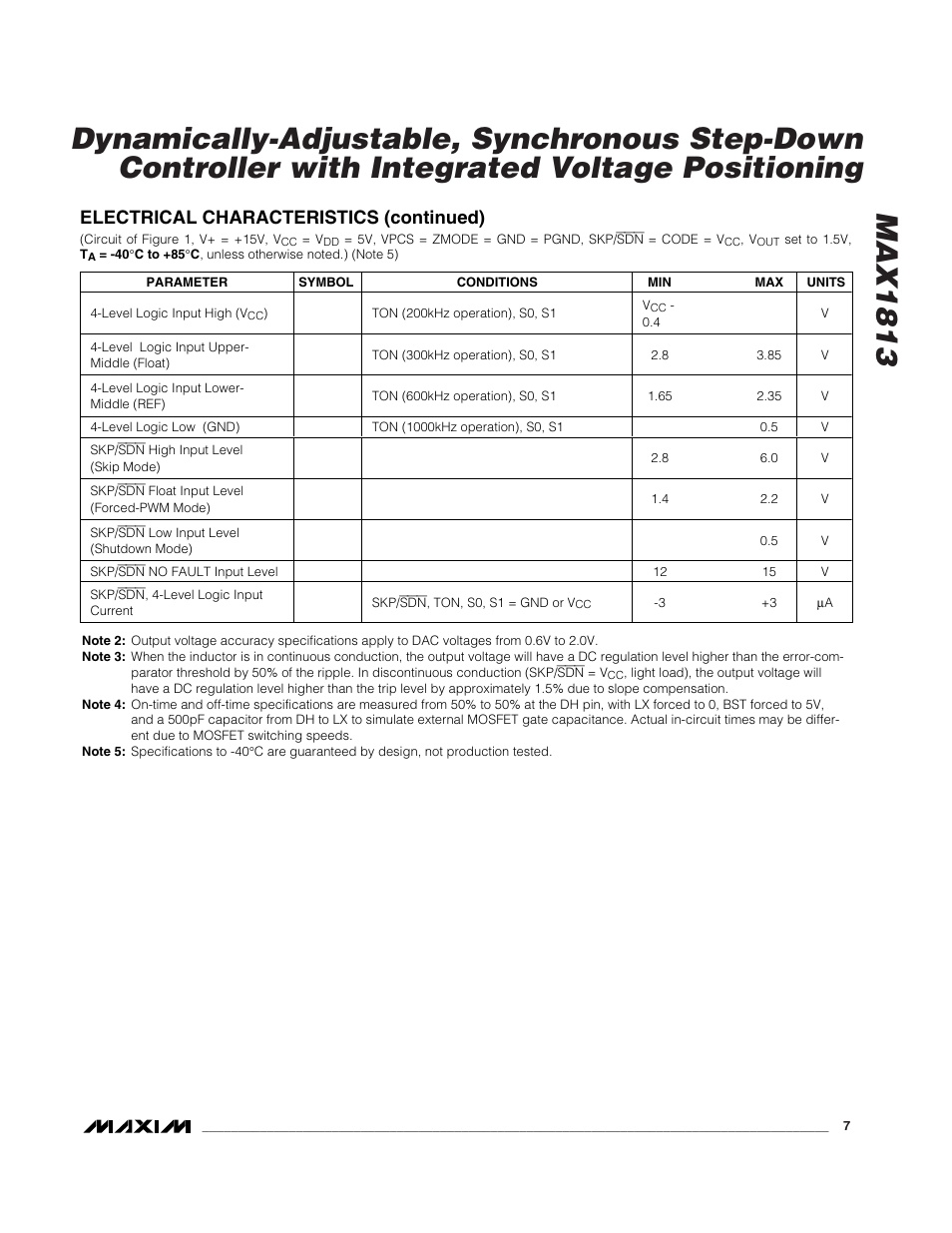 Electrical characteristics (continued) | Rainbow Electronics MAX1813 User Manual | Page 7 / 38