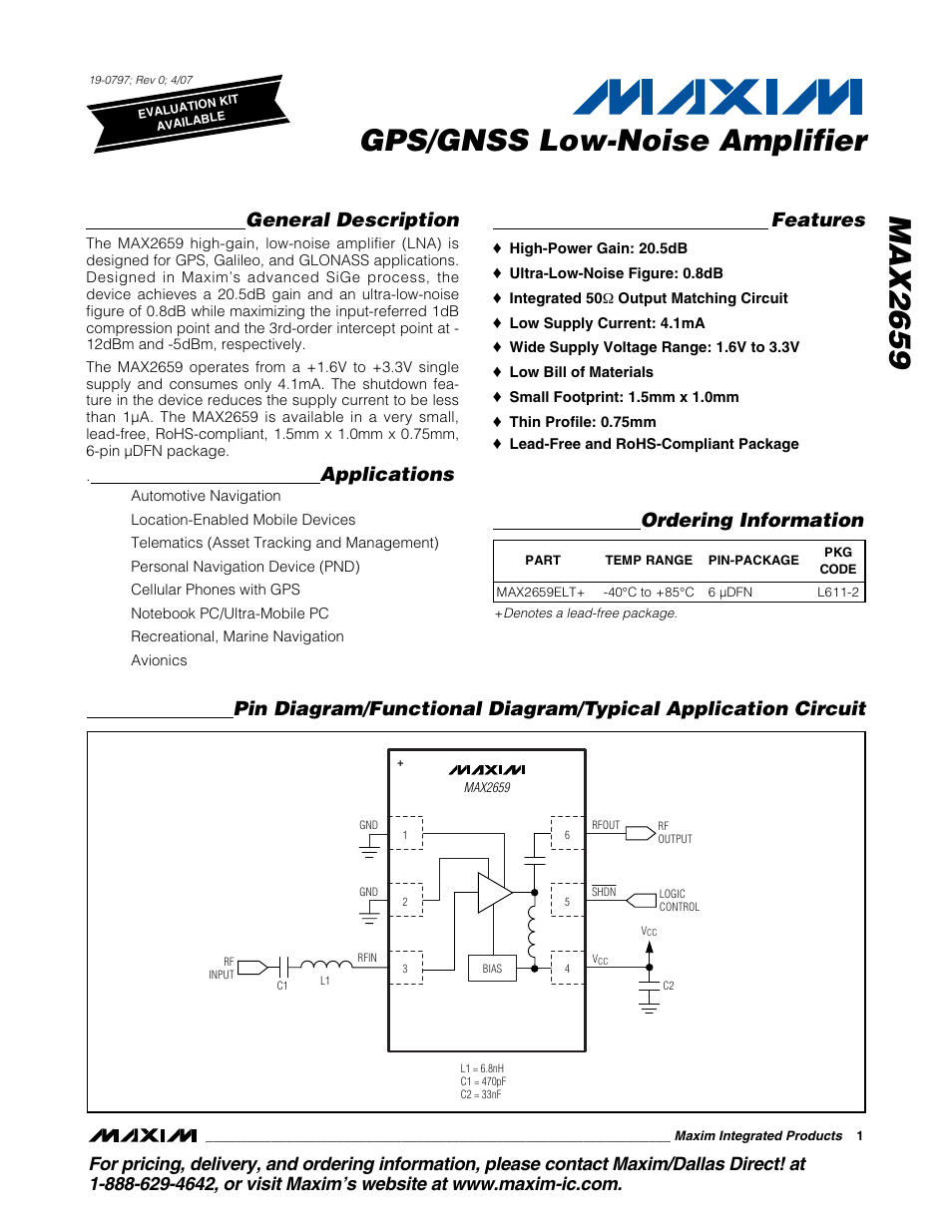 Rainbow Electronics MAX2659 User Manual | 7 pages