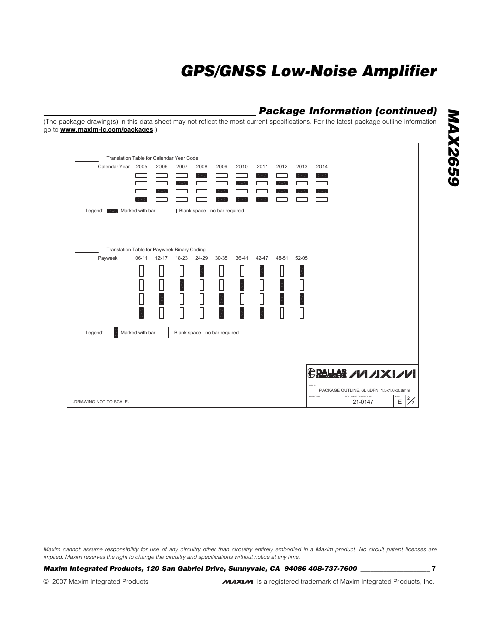 Max2659 gps/gnss low-noise amplifier, Package information (continued) | Rainbow Electronics MAX2659 User Manual | Page 7 / 7