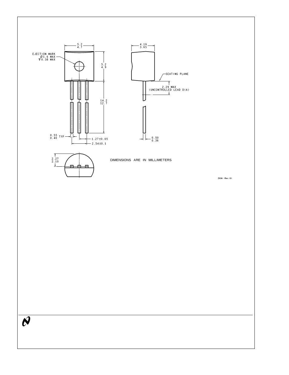 Lm35 precision centigrade t emperature sensors, Physical dimensions | Rainbow Electronics LM35 User Manual | Page 13 / 13