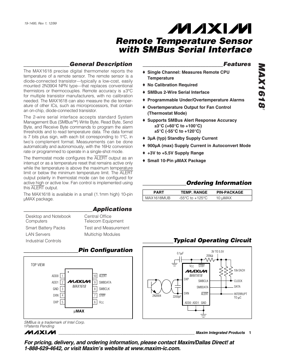 Rainbow Electronics MAX1618 User Manual | 18 pages