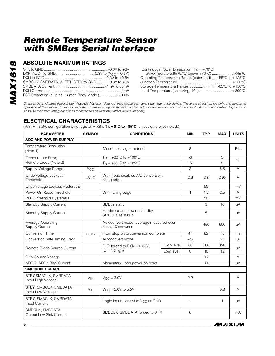 Rainbow Electronics MAX1618 User Manual | Page 2 / 18