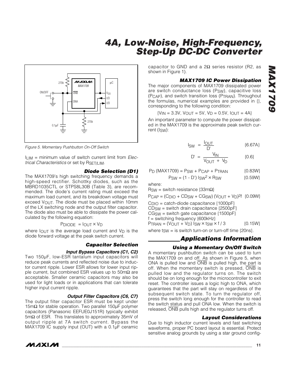 Applications information | Rainbow Electronics MAX1709 User Manual | Page 11 / 12