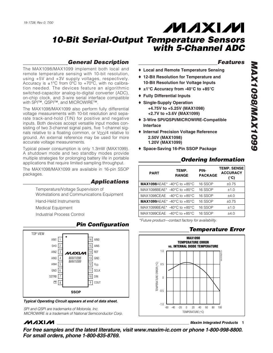 Rainbow Electronics MAX1099 User Manual | 20 pages