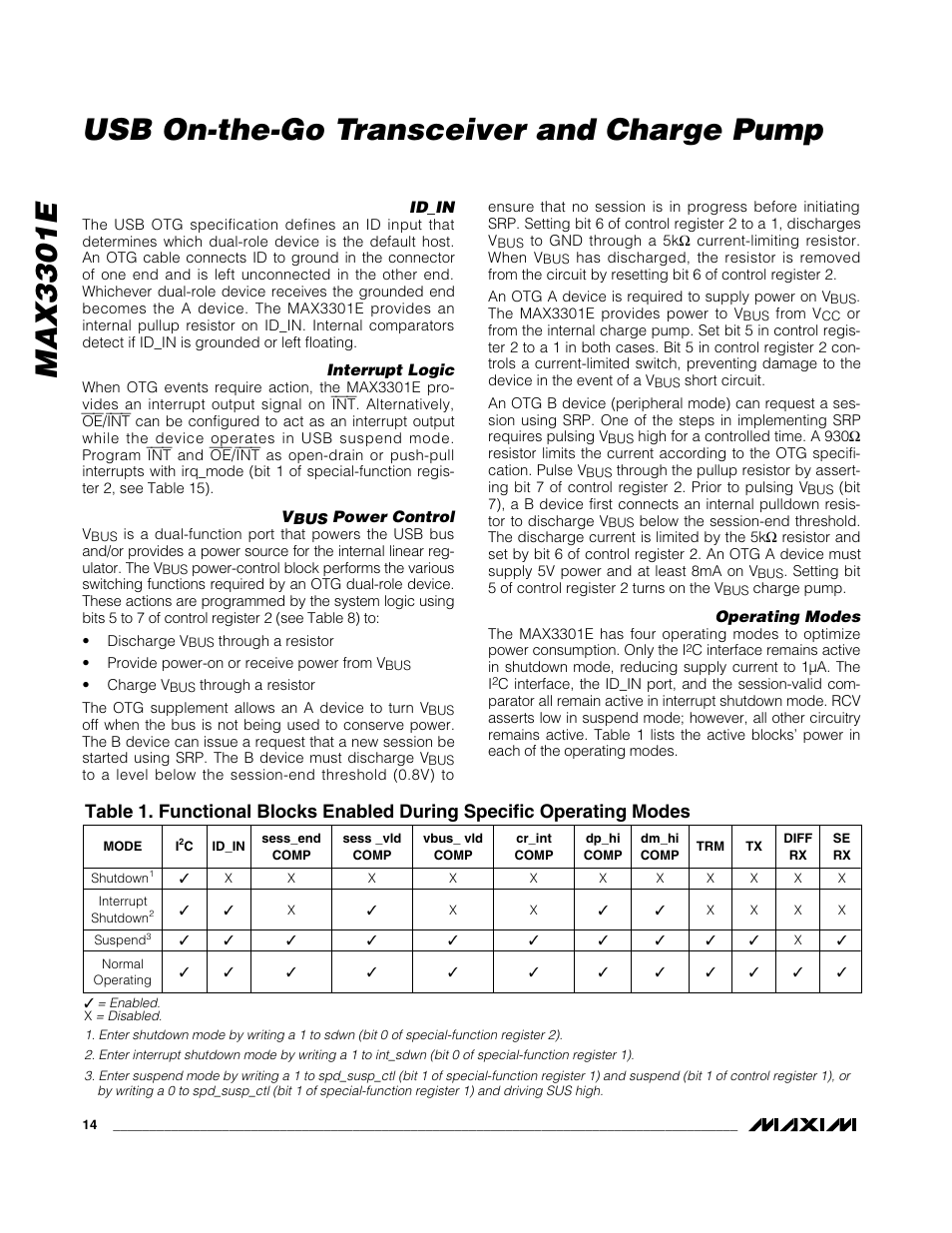 Max3301e usb on-the-go transceiver and charge pump | Rainbow Electronics MAX3301E User Manual | Page 14 / 33