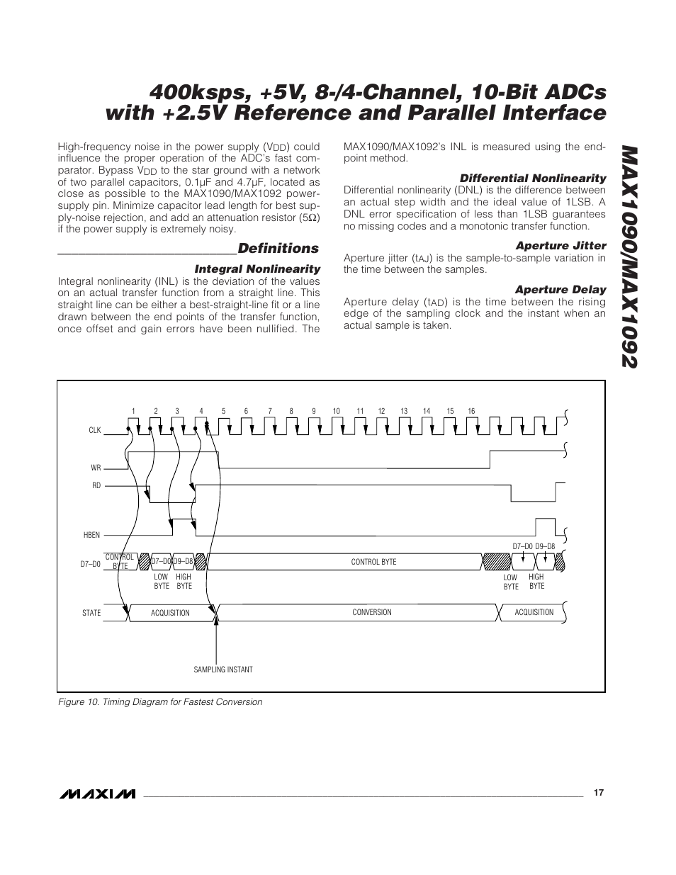 Definitions | Rainbow Electronics MAX1092 User Manual | Page 17 / 20