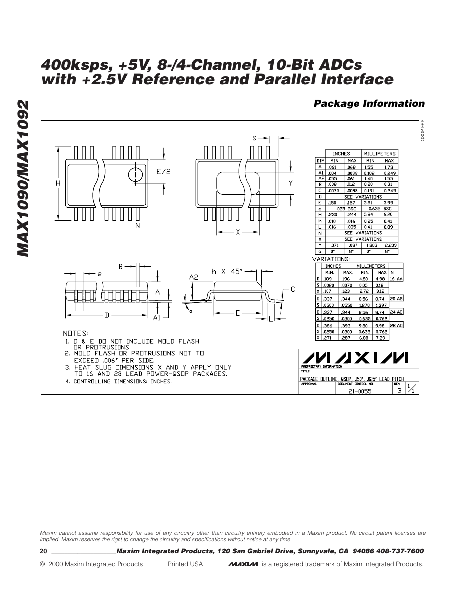 Rainbow Electronics MAX1092 User Manual | Page 20 / 20
