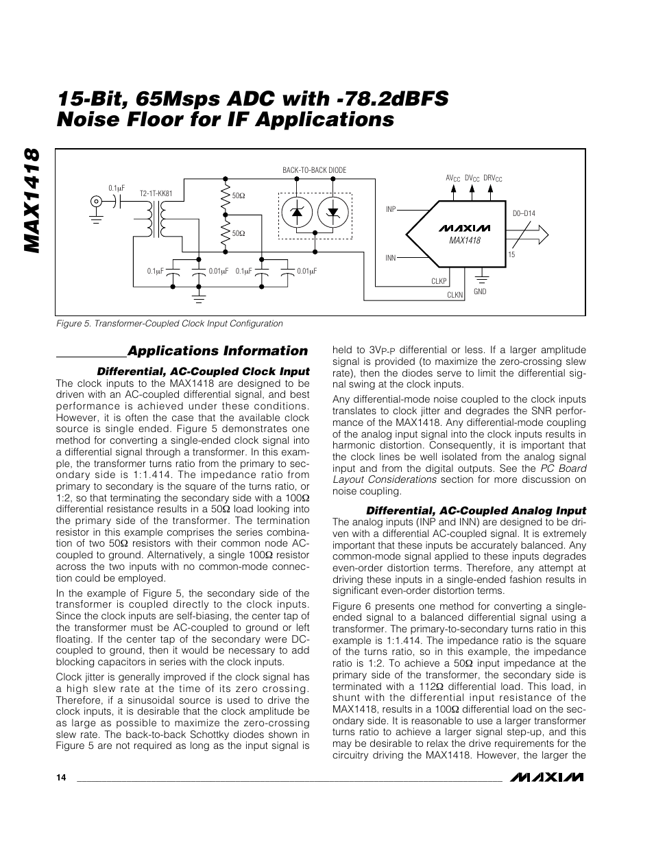 Applications information | Rainbow Electronics MAX1418 User Manual | Page 14 / 20