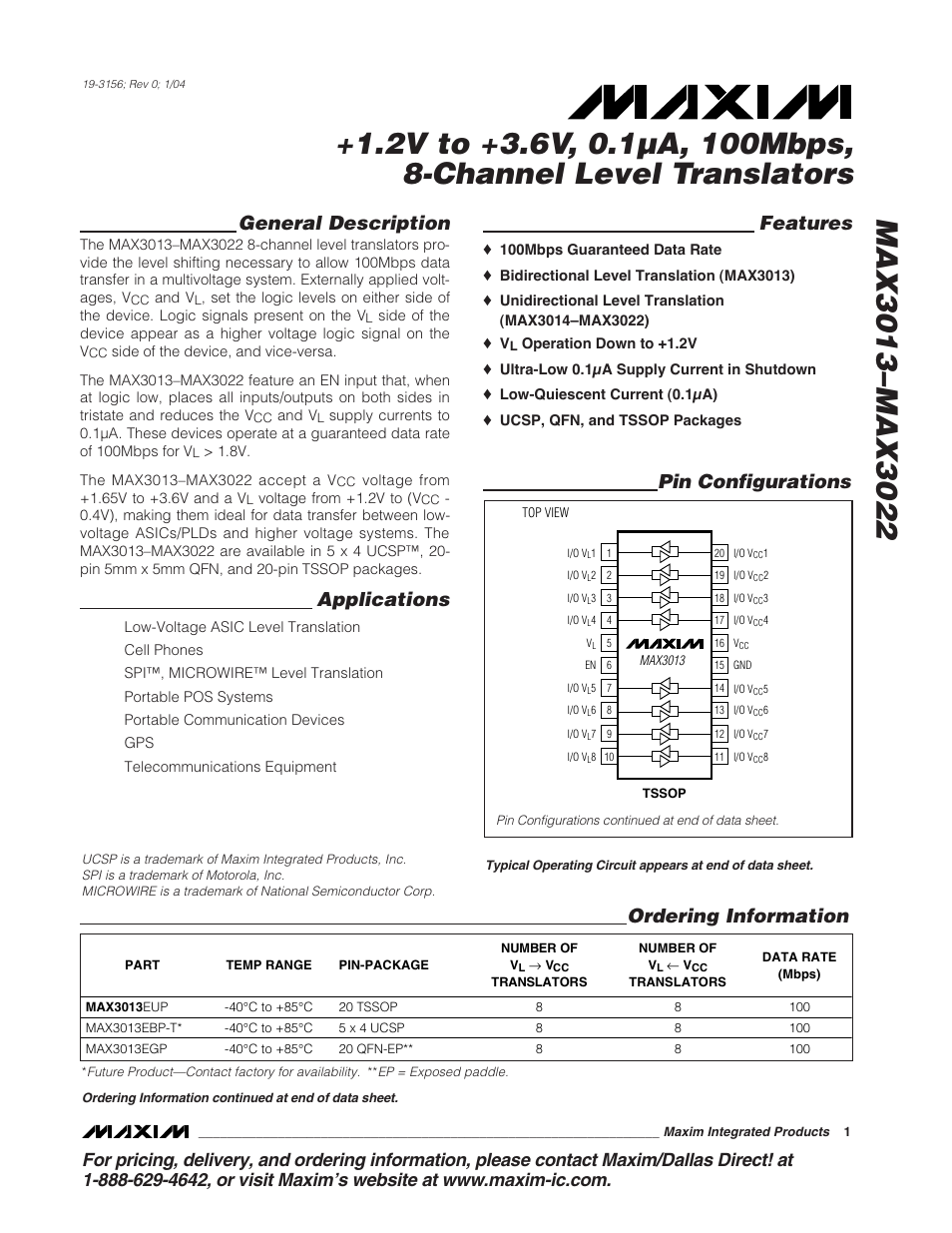 Rainbow Electronics MAX3022 User Manual | 22 pages