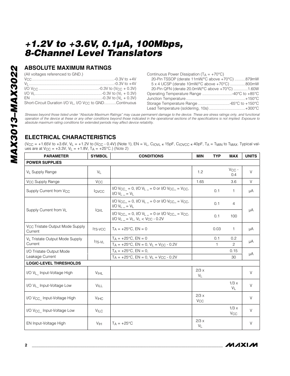 Rainbow Electronics MAX3022 User Manual | Page 2 / 22