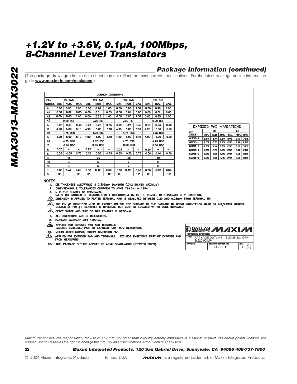 Rainbow Electronics MAX3022 User Manual | Page 22 / 22