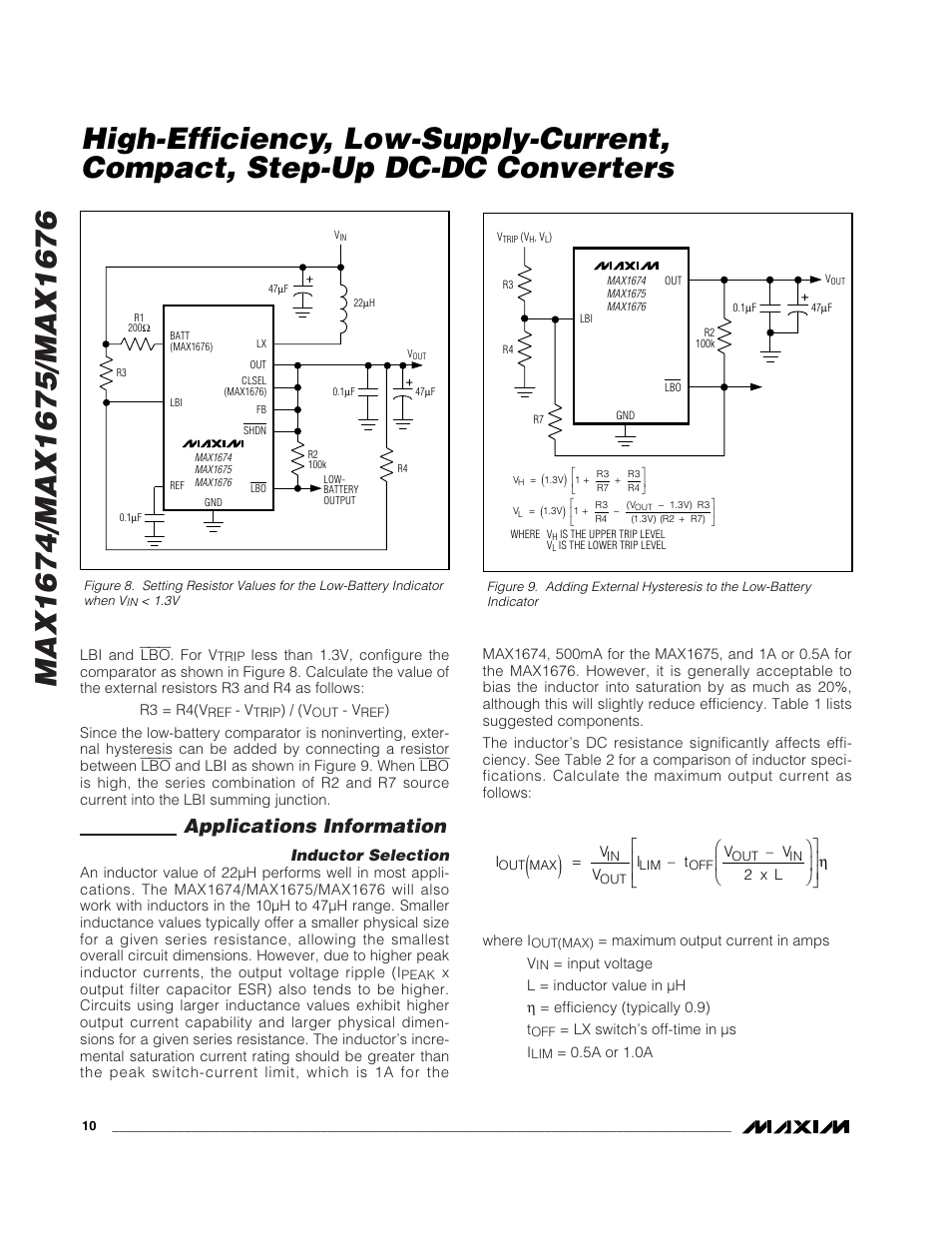 Applications information, Inductor selection | Rainbow Electronics MAX1676 User Manual | Page 10 / 12
