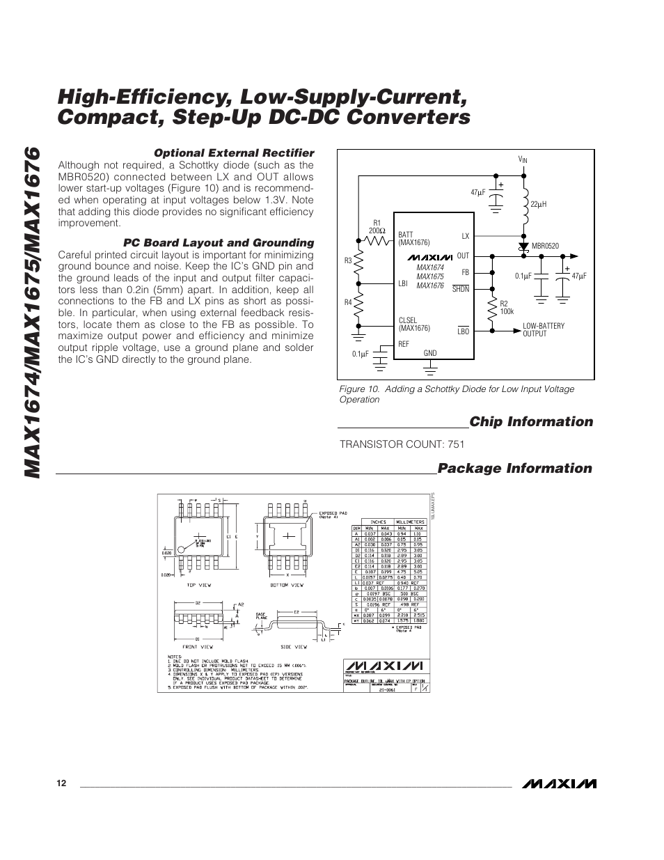 Chip information package information | Rainbow Electronics MAX1676 User Manual | Page 12 / 12