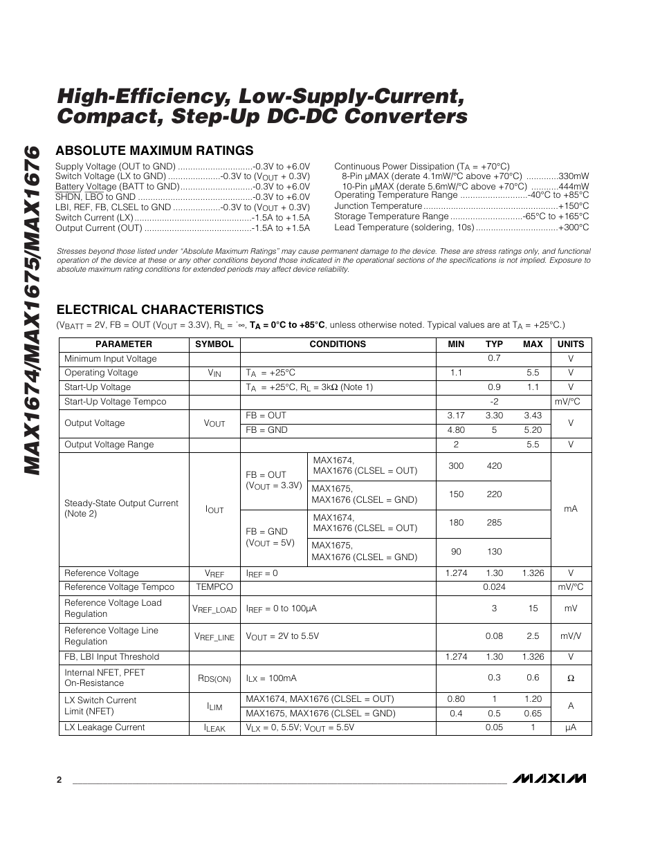 Rainbow Electronics MAX1676 User Manual | Page 2 / 12