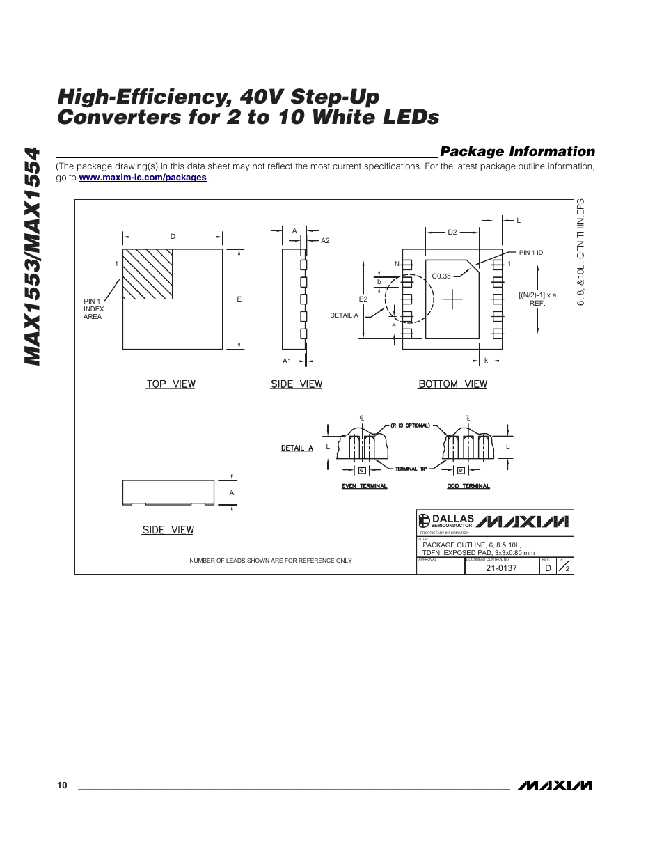 Package information, Dallas | Rainbow Electronics MAX1554 User Manual | Page 10 / 11