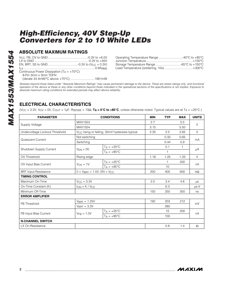 Rainbow Electronics MAX1554 User Manual | Page 2 / 11
