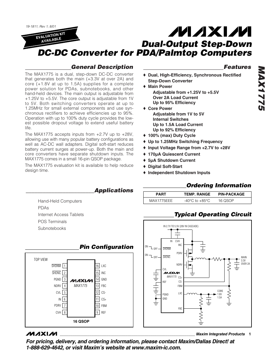 Rainbow Electronics MAX1775 User Manual | 15 pages