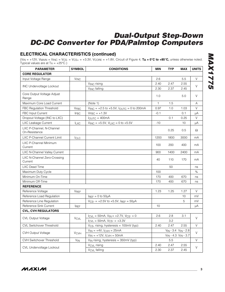 Electrical characteristics (continued) | Rainbow Electronics MAX1775 User Manual | Page 3 / 15