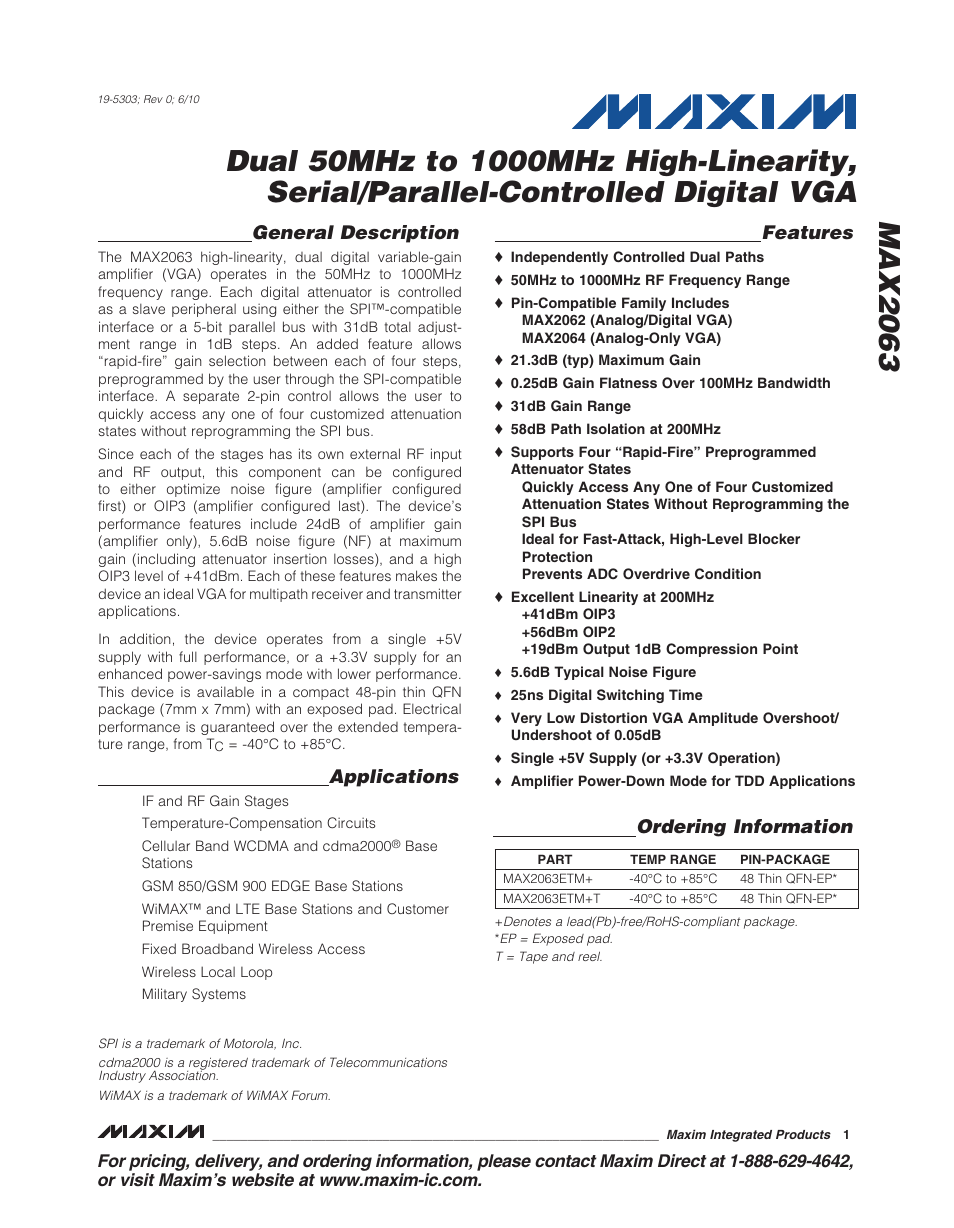 Rainbow Electronics MAX2063 User Manual | 22 pages