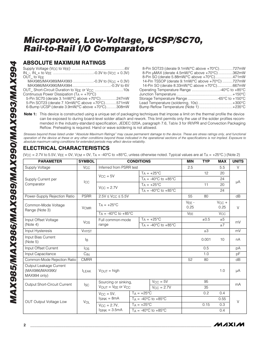Rainbow Electronics MAX993 User Manual | Page 2 / 13