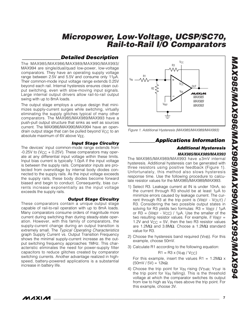Detailed description, Applications information | Rainbow Electronics MAX993 User Manual | Page 7 / 13