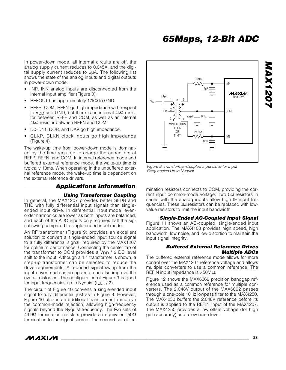 Applications information | Rainbow Electronics MAX1207 User Manual | Page 23 / 29