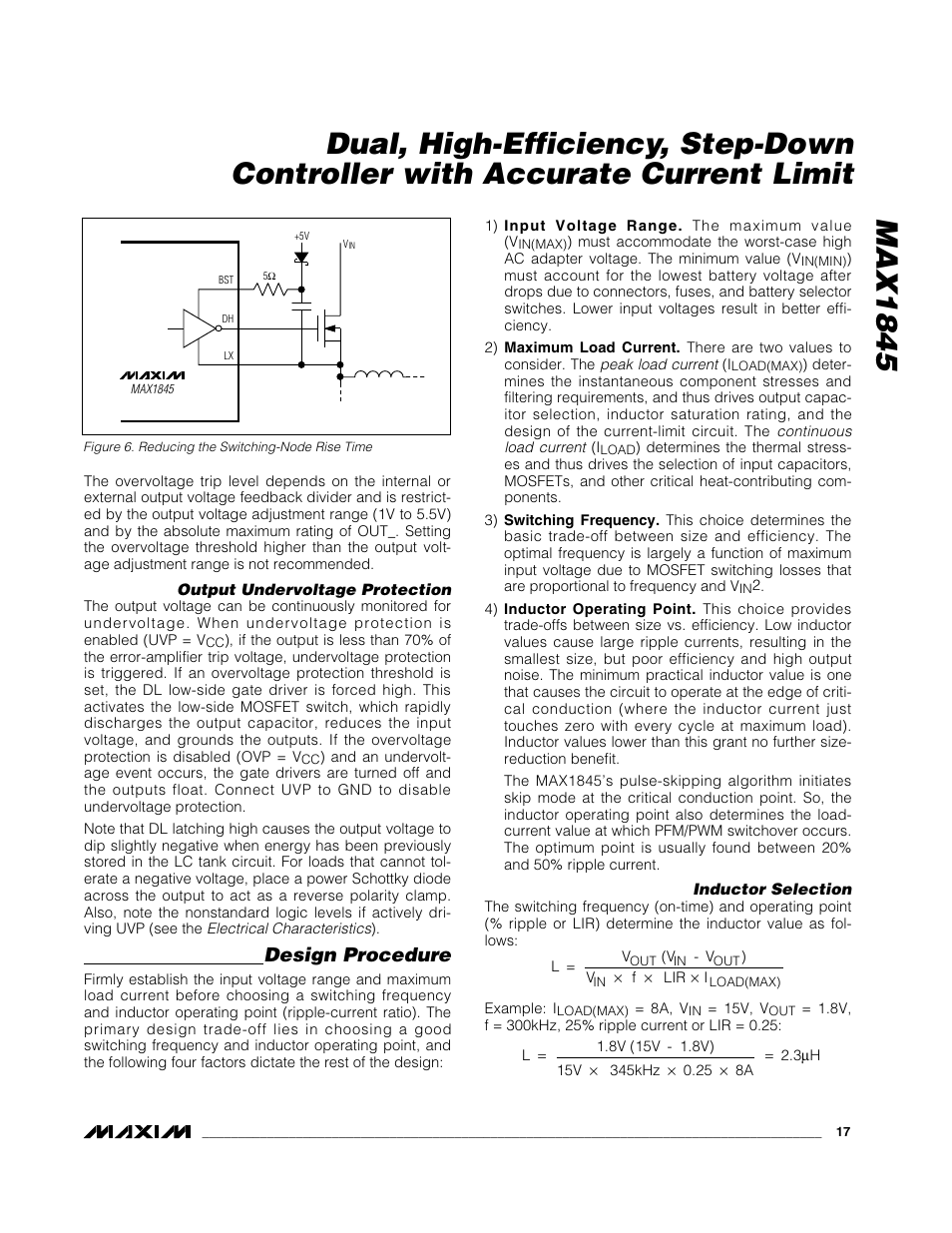 Design procedure | Rainbow Electronics MAX1845 User Manual | Page 17 / 24