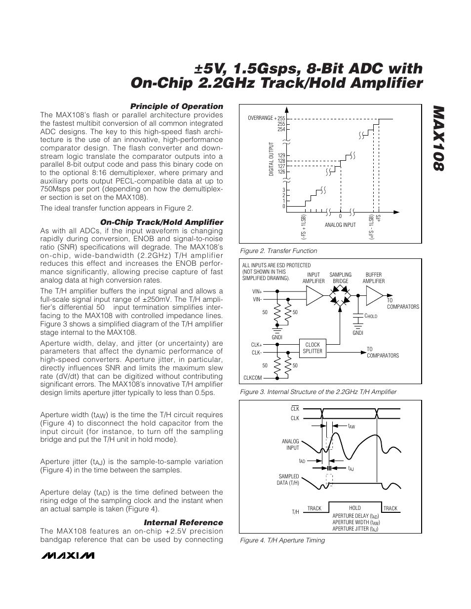 Principle of operation, On-chip track/hold amplifier, Internal reference | Rainbow Electronics MAX108 User Manual | Page 13 / 32