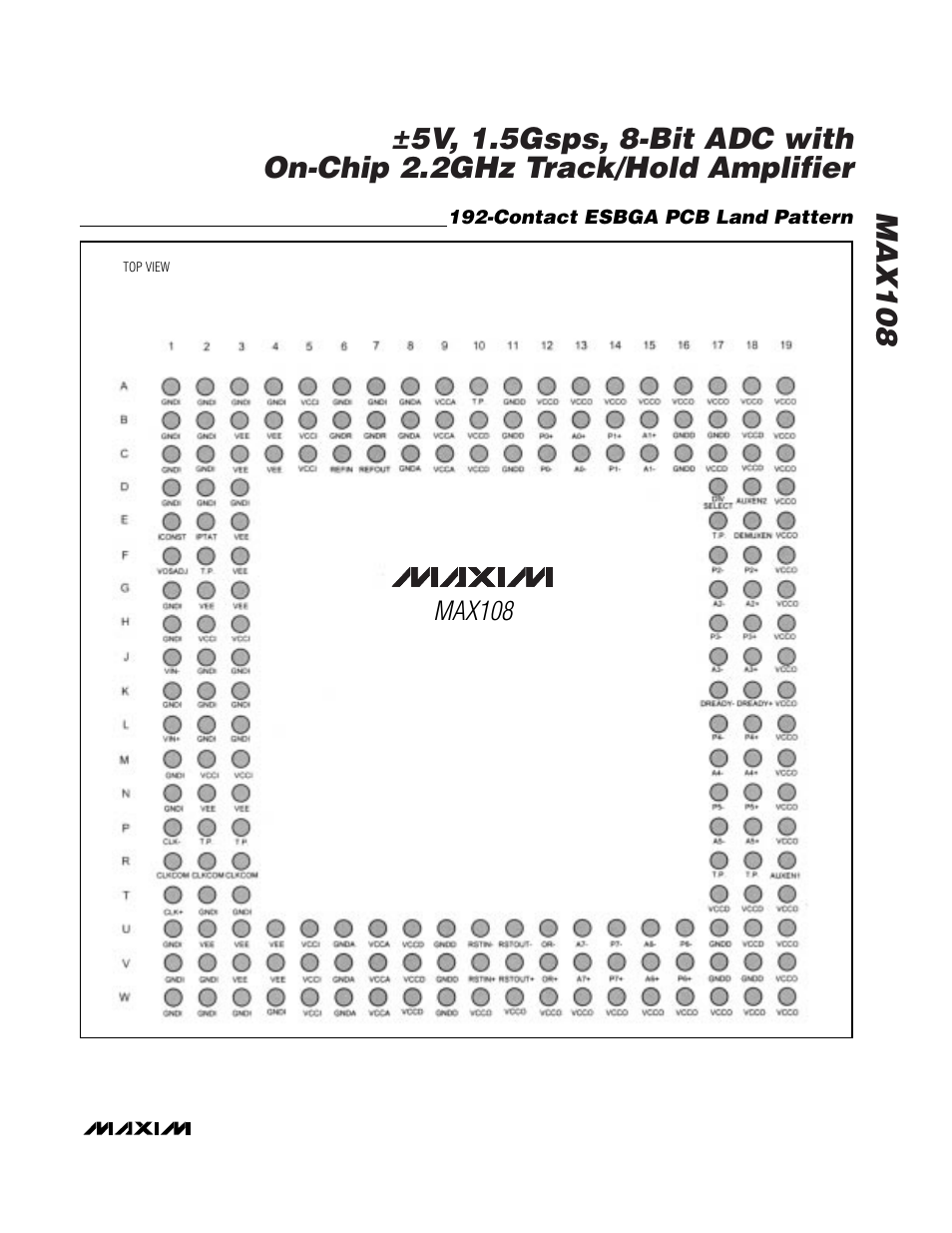 Max108, Contact esbga pcb land pattern | Rainbow Electronics MAX108 User Manual | Page 29 / 32