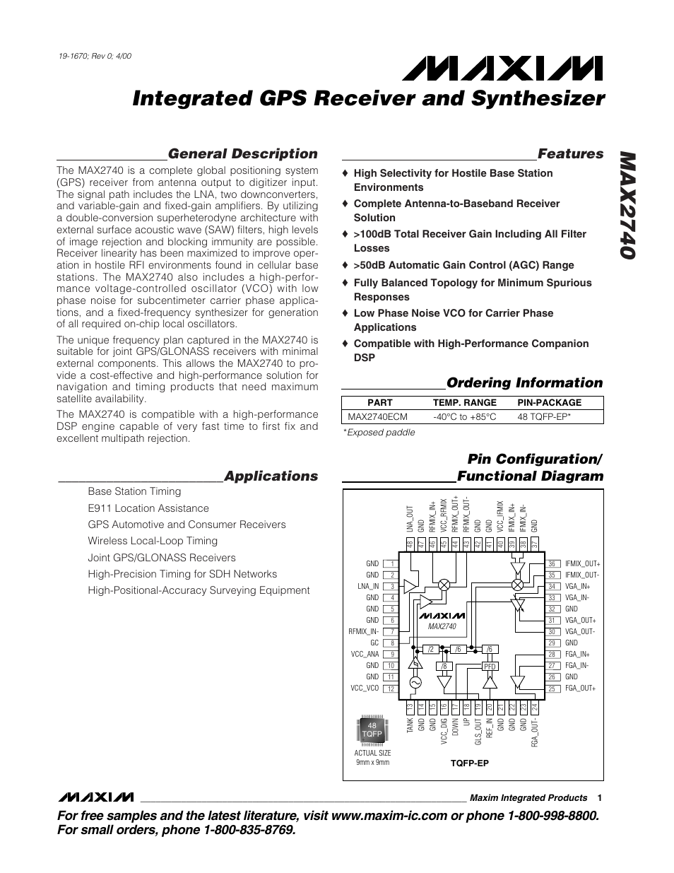 Rainbow Electronics MAX2740 User Manual | 8 pages