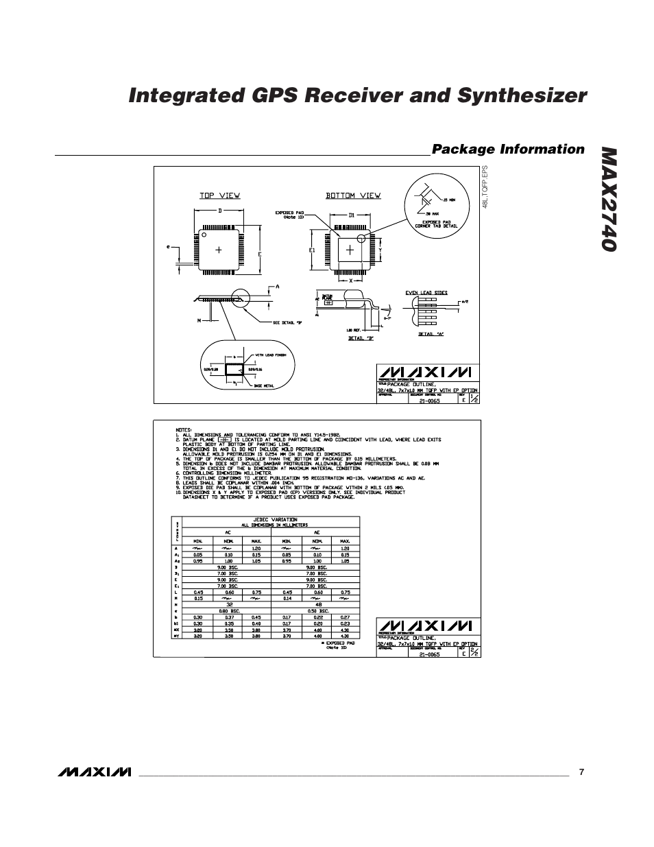 Max2740 integrated gps receiver and synthesizer | Rainbow Electronics MAX2740 User Manual | Page 7 / 8