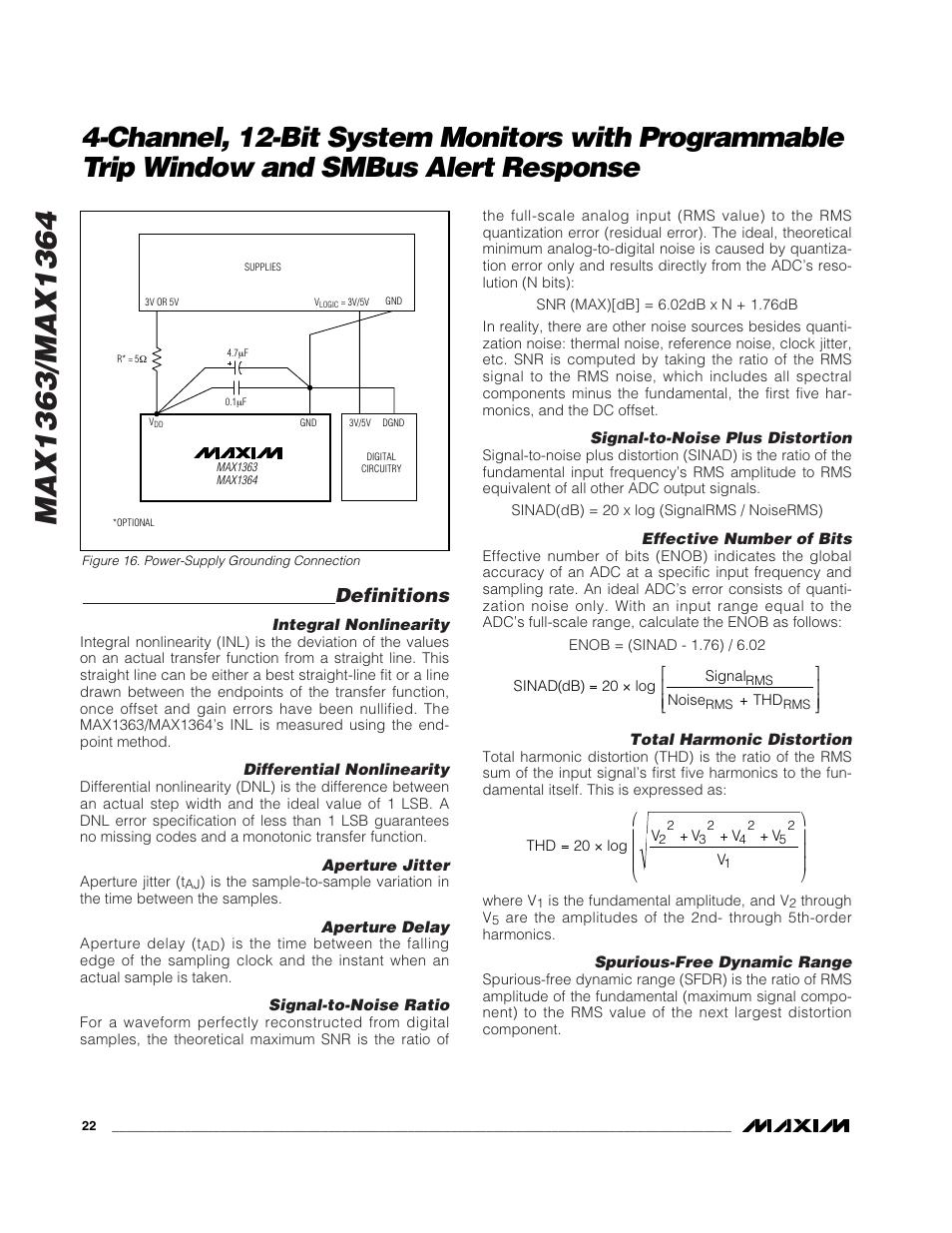 Definitions | Rainbow Electronics MAX1364 User Manual | Page 22 / 24