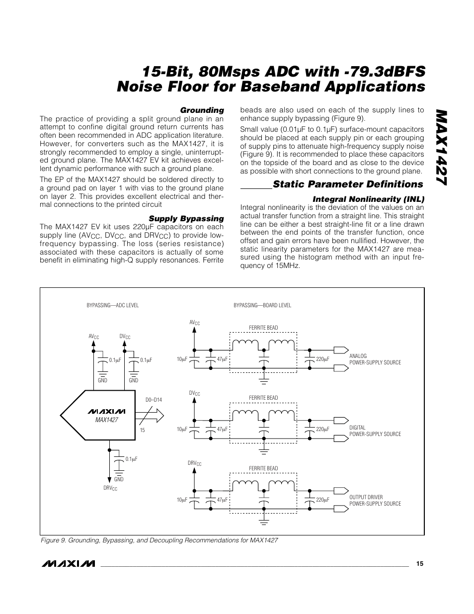 Static parameter definitions | Rainbow Electronics MAX1427 User Manual | Page 15 / 18