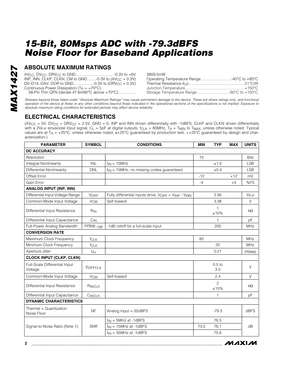 Rainbow Electronics MAX1427 User Manual | Page 2 / 18