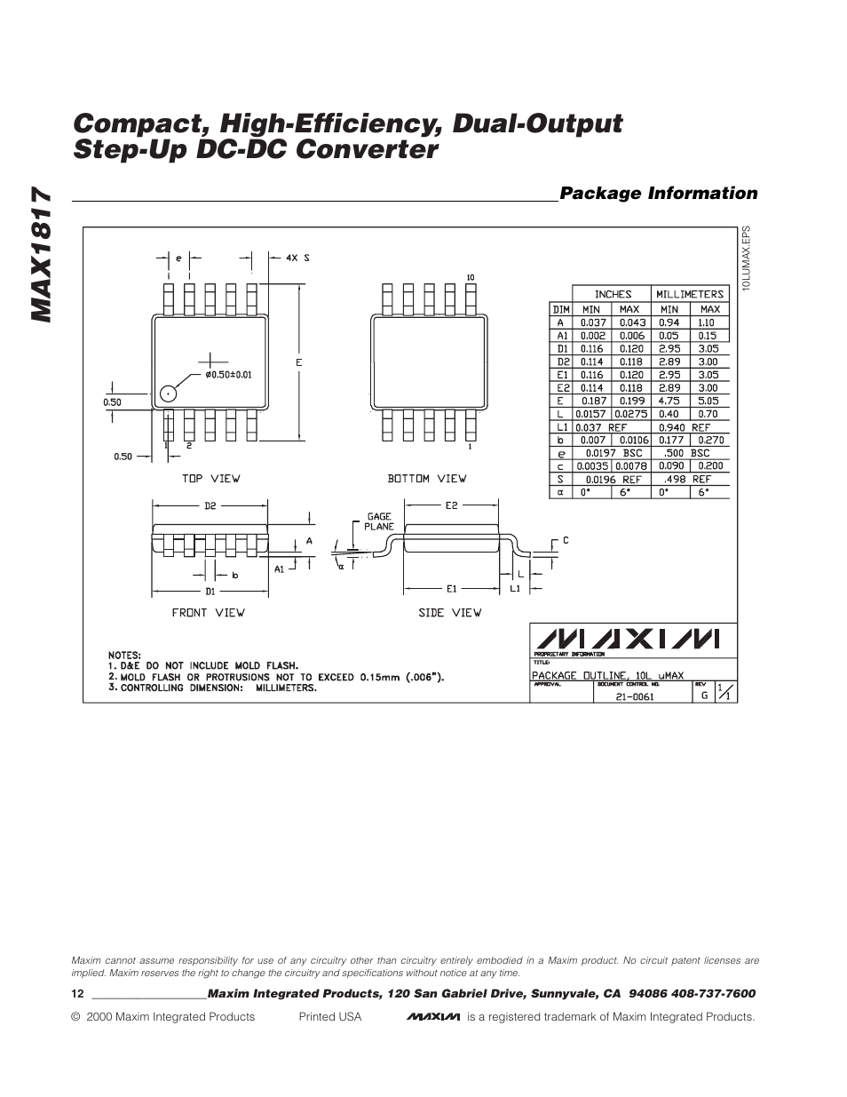 Rainbow Electronics MAX1817 User Manual | Page 12 / 12