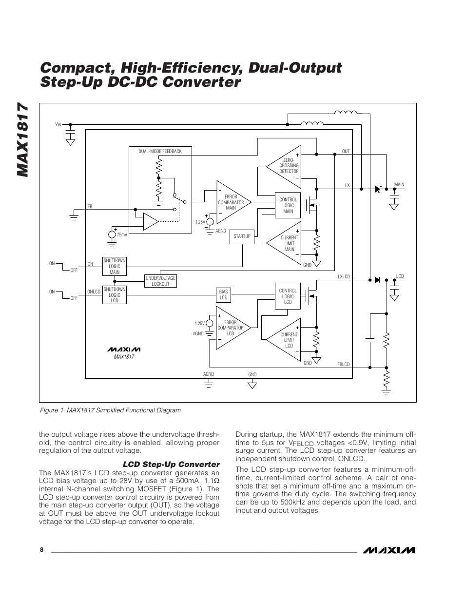 Max1817, Lcd step-up converter | Rainbow Electronics MAX1817 User Manual | Page 8 / 12